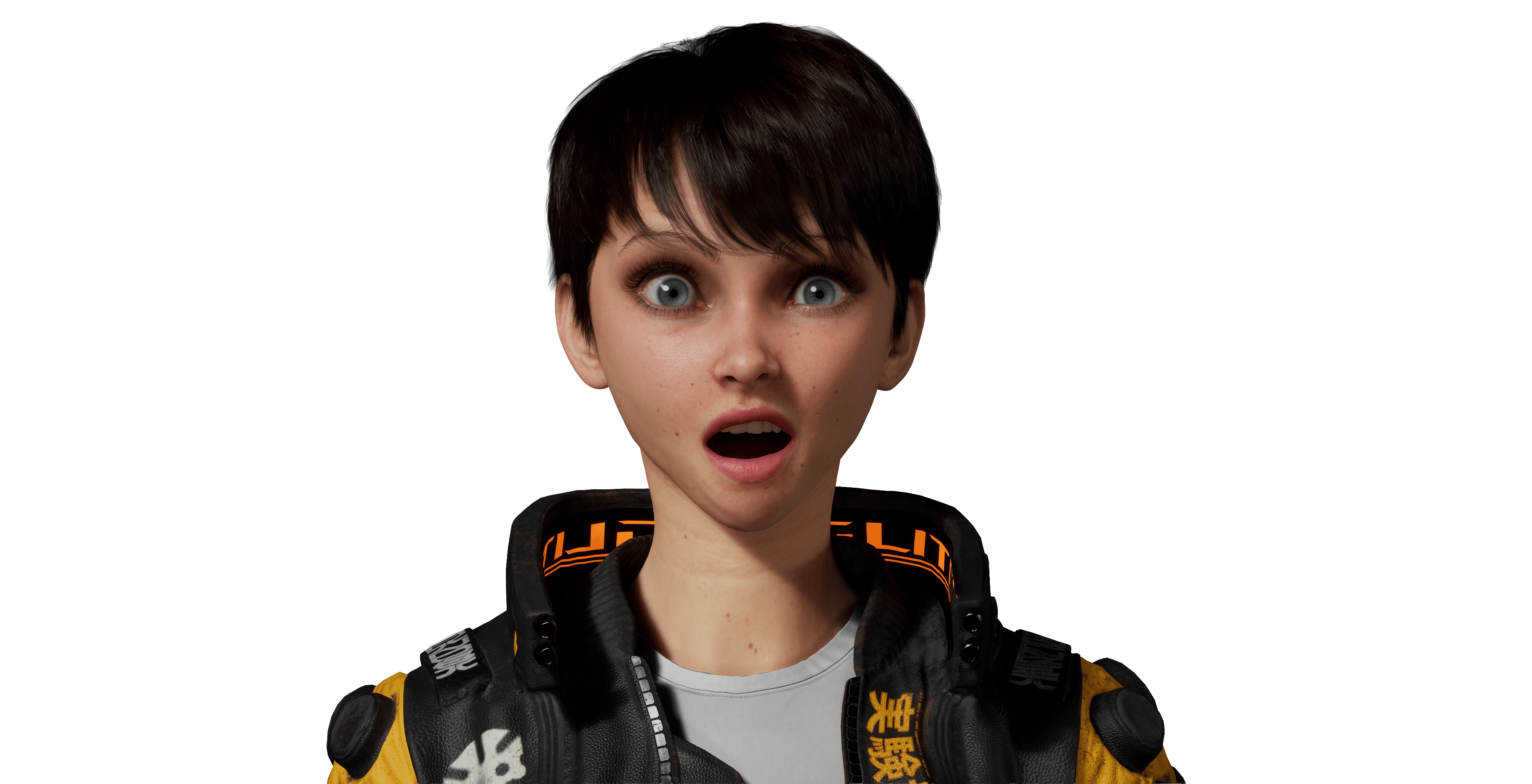 Animated character created with Faceware facial motion capture